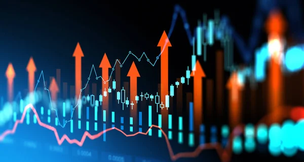Dijital Finansal Şamdan Grafiği Yukarı Bakan Oklar Borsa Ticareti Yatırım — Stok fotoğraf