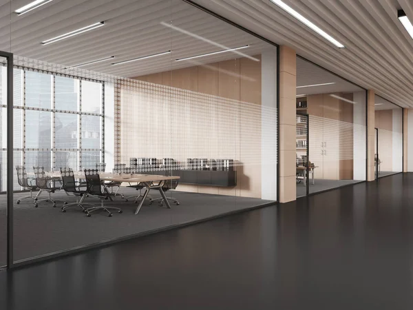 Esquina Del Moderno Hall Oficinas Con Paredes Blancas Madera Vidrio —  Fotos de Stock