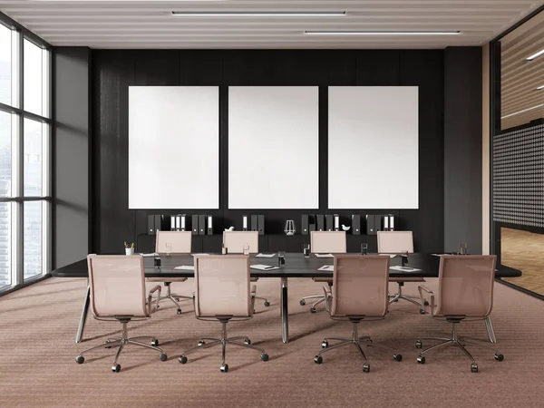Interior Moderno Sala Reuniões Negócios Com Placa Poltronas Aparador Com — Fotografia de Stock