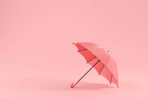 Grand Parapluie Rose Sur Fond Rose Concept Automne Saison Espace — Photo