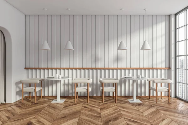 Vue Face Sur Intérieur Moderne Lumineux Café Avec Des Murs — Photo