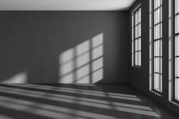 Dark Empty Room Interior Grey Tile Concrete Floor Open Space — Stock Photo, Image