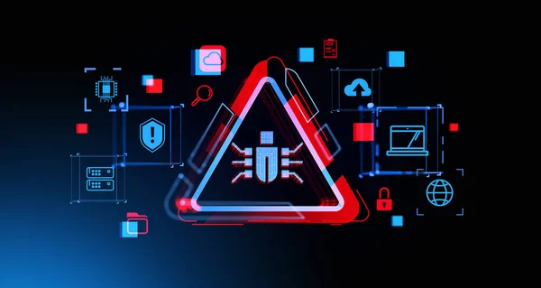 Detekce Chyb Line Bezpečnost Útok Hackerů Kyberkriminalita Zářící Digitální Technologie — Stock fotografie