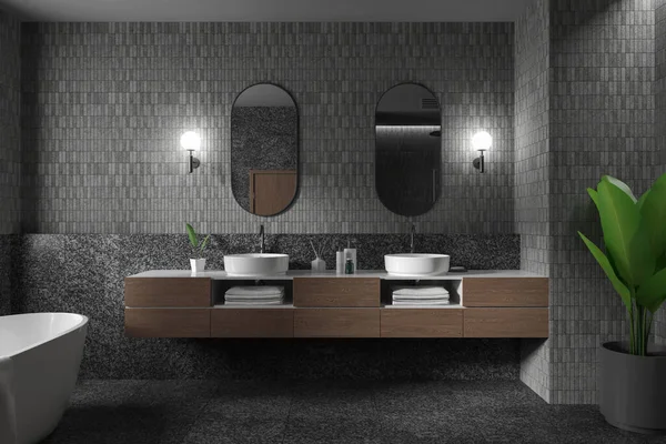 Modern Konfor Kırsal Cazibeyle Modern Sakin Banyosu Zarafet Konfor Doğayı — Stok fotoğraf