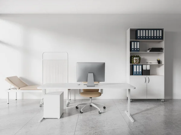 Interior Modern Doctor Office White Walls Tiled Floor Comfortable Beige — Stock Photo, Image