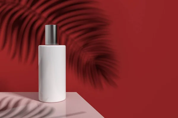 Tekintse Meg Fehér Üres Műanyag Edény Kozmetikai Termék Ezüst Sapka — Stock Fotó