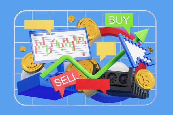Forex Graph Chart Mock Text Bubble Sell Buy Money Investment — Stock Photo, Image