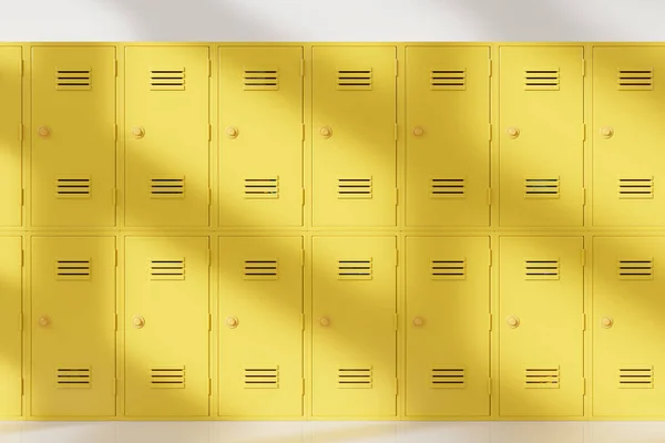 Uitzicht Schoolgang Met Gele Kluisjes Met Gesloten Deuren Terug Naar — Stockfoto