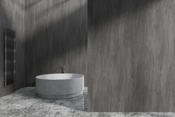Luxury Hotel Bathroom Interior Bathtub Rail Mounted Dark Granite Tile — Stock Photo, Image