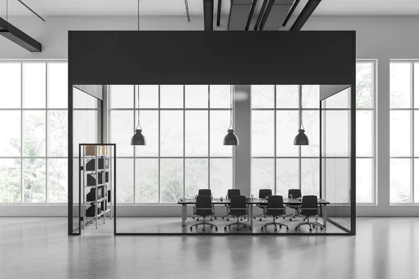 Interior Del Moderno Salón Oficinas Estilo Industrial Con Paredes Blancas —  Fotos de Stock
