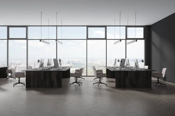 Stilvolles Bürointerieur Mit Auf Dem Schreibtisch Coworking Room Mit Sesseln — Stockfoto