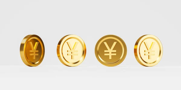 Empat Koin Emas Yuan Dari Sudut Yang Berbeda Latar Belakang — Stok Foto