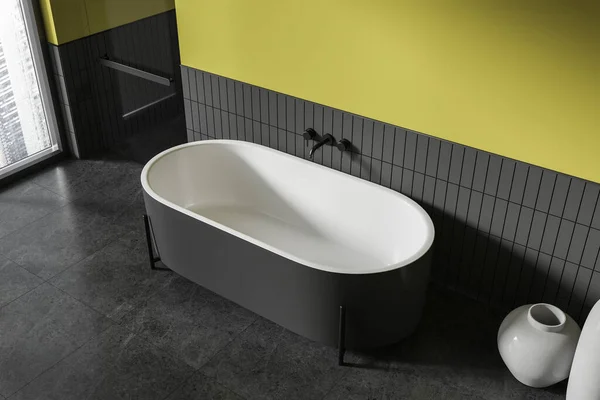Top View Stylish Bathroom Interior Green Gray Tiled Walls Gray — Stock Photo, Image