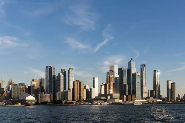 New York City Mrakodrapy Nábřežím Řeky Hudson Kancelářské Budovy Světové — Stock fotografie