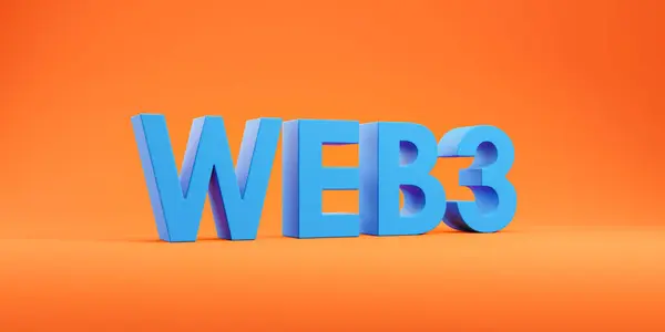 Blue Word Web3 Orange Background Concept New Generation Internet Technology — Stock Photo, Image