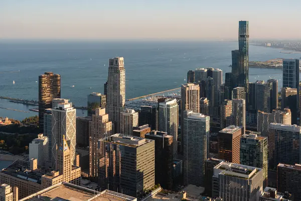 Chicago Gökdelenleri Ofis Binaları Şehirleri Modern Mimari Kıyı Şeridi Gökyüzü — Stok fotoğraf