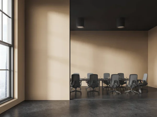 Oficina Vidrio Sala Conferencias Interior Con Sillones Tablero Piso Granito —  Fotos de Stock