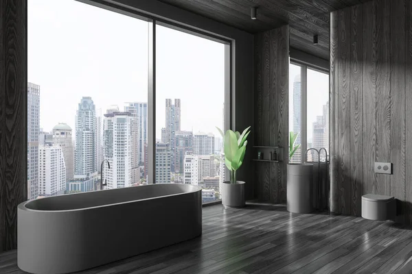 Luxury Dark Home Bathroom Interior Tub Sink Mixer Mounted Side — Stock Photo, Image