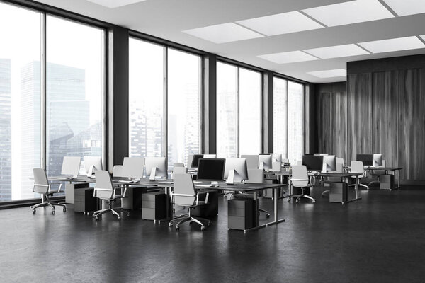 modern office with pc on table