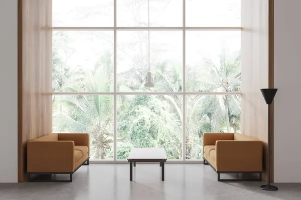 Modern Minimalist Business Relax Interior Sofa Coffee Table Light Concrete — Fotografia de Stock