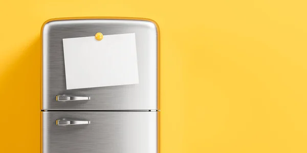클래식 냉장고와 메모를 배경에 저장을 냉장고 렌더링 — 스톡 사진