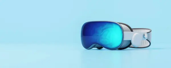 Zicht Van Nieuwe Virtual Reality Bril Blauwe Kopieerruimte Achtergrond Concept — Stockfoto