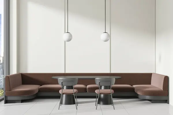 Intérieur Moderne Café Avec Une Cabine Angle Confortable Des Tables — Photo
