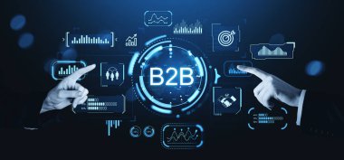 Dijital veri grafikleri, parlak mavi teknoloji tarzı, karanlık bir arka planda, modern girişim analitiği kavramı ile gelecekteki iş-iş arayüzü