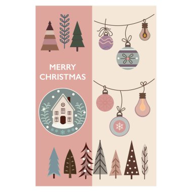 The visual style of the image is a festive Christmas design in pastel colors. clipart