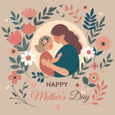 Bu Anneler Günü illüstrasyonu bir anne ve çocuğu arasındaki ilişkinin dokunaklı bir anını yakalar..