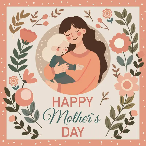 Bu Anneler Günü illüstrasyonu bir anne ve çocuğu arasındaki ilişkinin dokunaklı bir anını yakalar..