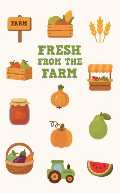 Çiftlik ürünleri ile dikey bir tasarım.
