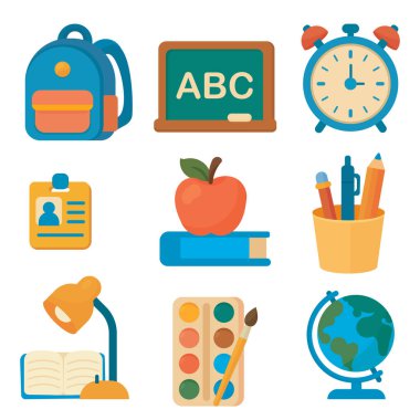 Bir dizi eğitici öge simgesi.