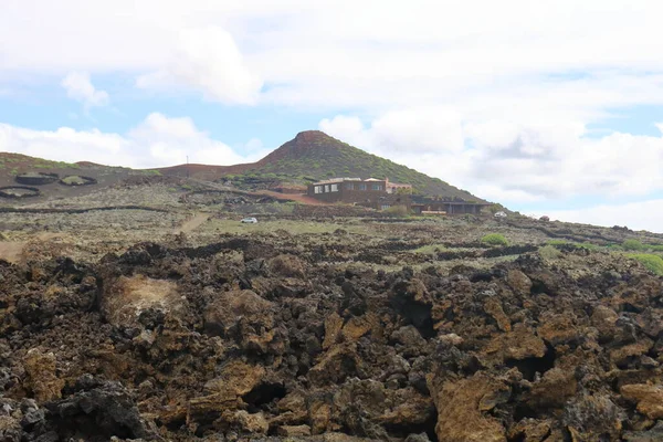 Vulkanlandschaft Mit Vulkanen Und Kratern Auf Lanzarote Kanaren Spanien — Stockfoto
