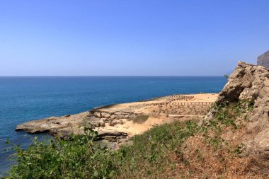 Mughsail Sahili 'nde güzel bir manzara, Salalah Umman. Hint Okyanusu 'nun muhteşem deniz manzarası