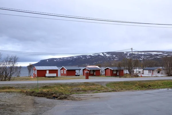 Vista Paisagem Para Fiorde Porsangerfjorden Finnmark Noruega — Fotografia de Stock