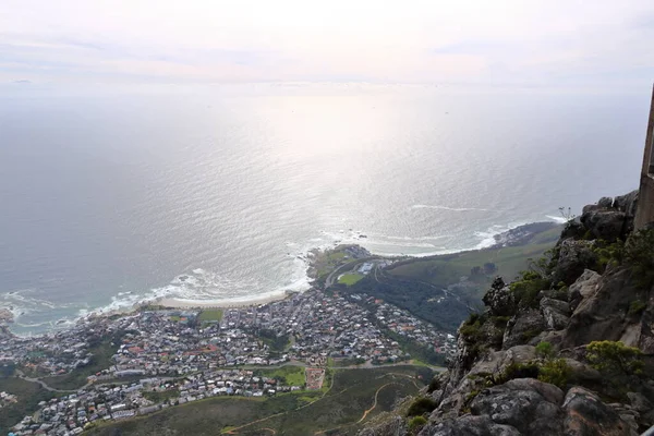 Antenni Näkymä Kapkaupunkiin Pöytävuorelta Etelä Afrikassa — kuvapankkivalokuva