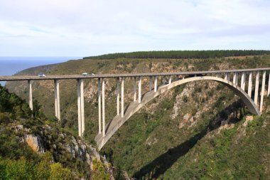 Güney Afrika 'daki Garden Route' daki Bloukrans Nehri Köprüsü 'nün güzel manzarası. Dünyanın en yüksek bungee jumping noktası