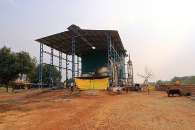 December 17 2022 - Bidar, Karnataka in India: Modern day, operating small sugar cane factory in central India