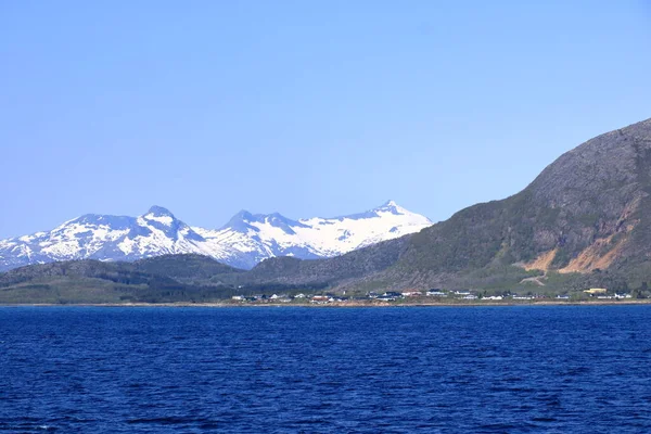 Berge Und Fjorde Auf Den Lofoten Norwegen Vom Boot Aus — Stockfoto