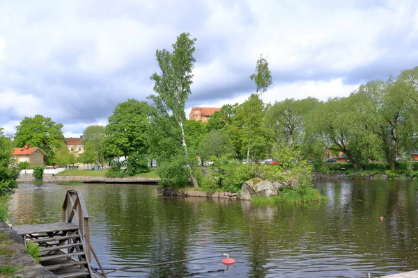 River Svartan Downtown Orebro Sweden — Zdjęcie stockowe