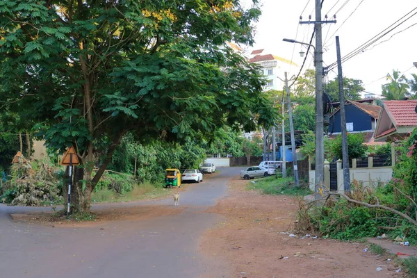 Decembrie 2022 Kannur Kerala India Străzi Liniștite Seara Într Mic — Fotografie, imagine de stoc