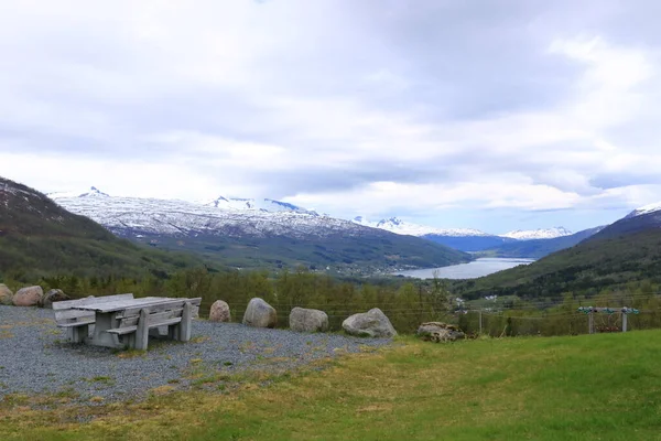 Fjord Gratangen Norwegen Blick Von Oben — Stockfoto