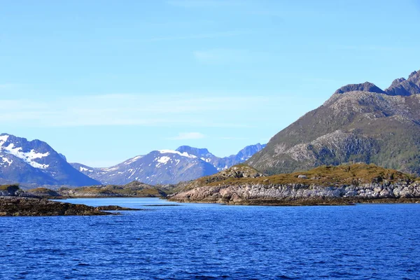 Montanhas Fiordes Nas Ilhas Lofoten Noruega Vistas Barco — Fotografia de Stock