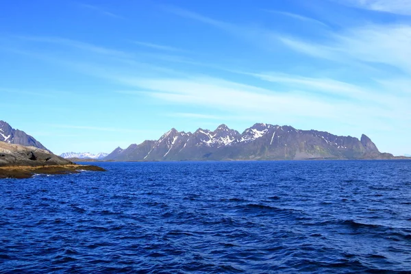 Mountains Fjords Lofoten Islands Norway Viewed Boat — Zdjęcie stockowe