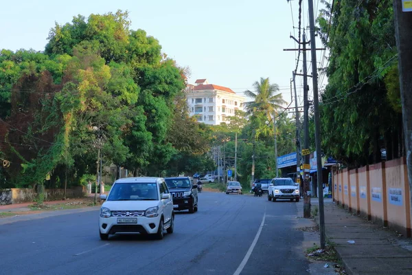 Decembrie 2022 Kannur Kerala India Străzi Liniștite Seara Într Mic — Fotografie, imagine de stoc