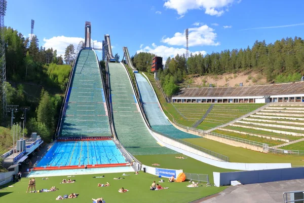 Maio 2022 Lahti Finlândia Piscina Aos Pés Instalação Salto Esqui — Fotografia de Stock