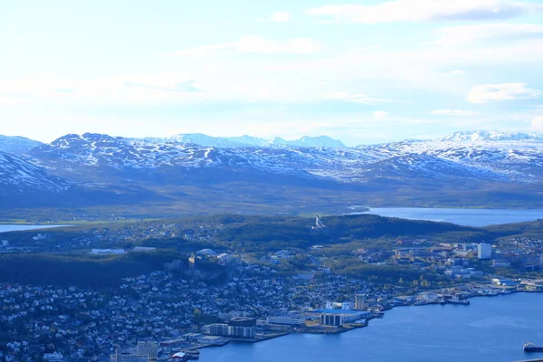 Ongelooflijk Uitzicht Tromso Stad Noorwegen Vanaf Storsteinen Piek Zomer — Stockfoto