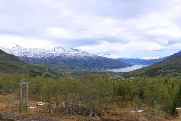 Norveç Fiyort Gratangen Yukarıdan Görünüm — Stok fotoğraf