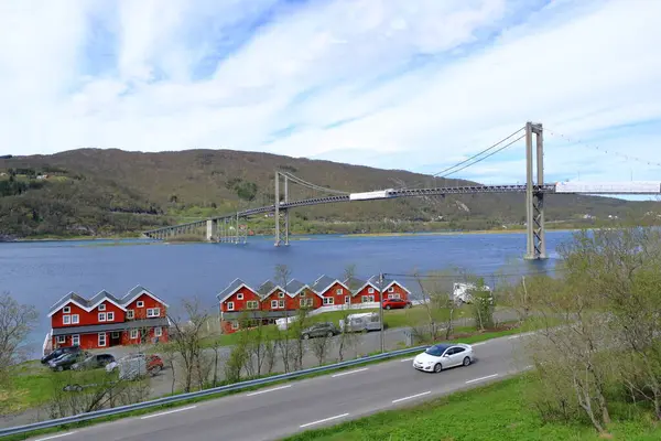Norvegia Podul Tjeldsund Unul Dintre Numeroasele Poduri Care Unesc Tunelurile — Fotografie, imagine de stoc